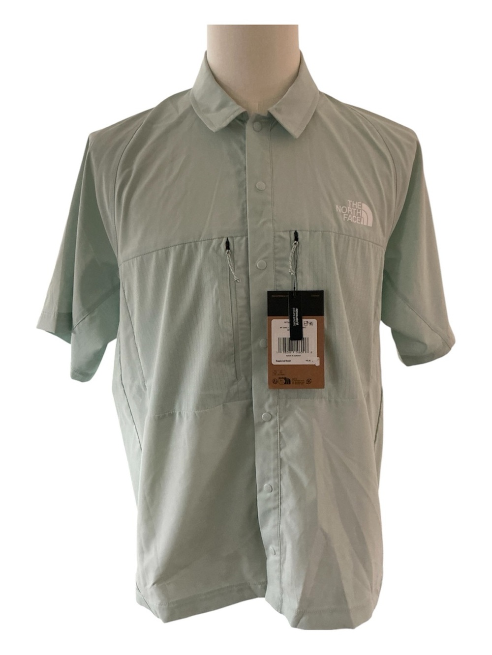 The North Face Trail Lightrange Men’s Sz L SS Green Snap Close Shirt Hiking NWT